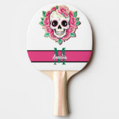 ピンクの花のコケット フラワースカル ローズ スケルトン 卓球ラケット (裏面)