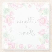 ピンクの花のコースター ガラスコースター (裏面)