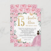 ピンクの花のゴールドのキンセアニエラ キンセア 15 祈りカード エンクロージャーカード (正面/裏面)