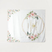 ピンクの花のゴールドの初めての聖体拝領の写真小道具 タペストリー (正面(横))