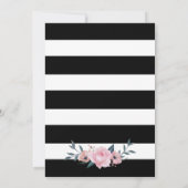 ピンクの花のゴールド ブラック ストライプのブライズシャワー 招待状 (裏面)