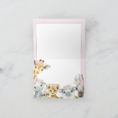 ピンクの花のサファリベビーシャワーのお礼 サンキューカード (内部)