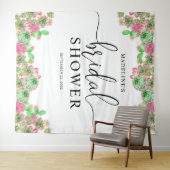 ピンクの花のサボテンと多肉植物の花嫁シャワー タペストリー (インサイチュ(横))