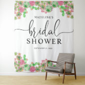 ピンクの花のサボテンと多肉植物の花嫁シャワー タペストリー (インサイチュ)