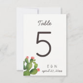 ピンクの花のサボテン - テーブル番号 招待状 (正面)