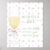 ピンクの花のシャンパングラス ミモザ バー サイン (正面)