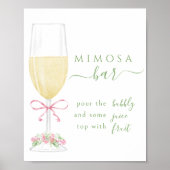 ピンクの花のシャンパンミモザーバーポスター ポスター (正面)