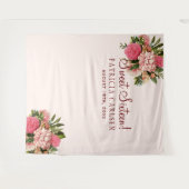 ピンクの花のスイート16 フォトブースの背景 タペストリー (正面(横))