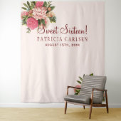 ピンクの花のスイート16 フォトブースの背景 タペストリー (インサイチュ)