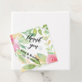 ピンクの花のスクリプトありがとうパーソナライズされたす結婚。 フェイバータグ (インサイチュ)