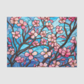 ピンクの花のステンドグラス効果デコパージュペーパー 薄葉紙 (正面)