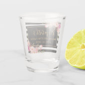 ピンクの花のストライプのなバチェロレッテの金ゴールド ショットグラス (裏面)