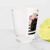 ピンクの花のストライプのなバチェロレッテの金ゴールド ショットグラス (左)