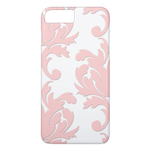 ピンクの花のダマスク織のiPhone 7のプラスの場合 iPhone 8 Plus/7 Plusケース