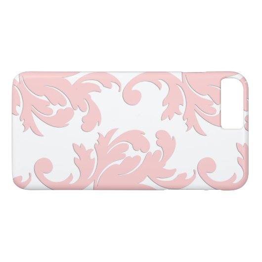 ピンクの花のダマスク織のiPhone 7のプラスの場合 Case-Mate iPhoneケース (裏面(横))