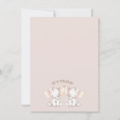 ピンクの花のツインアーチ象のベビーシャワー 招待状 (裏面)