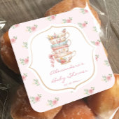 ピンクの花のティーパーティー ベビーシャワー ラウンドシール