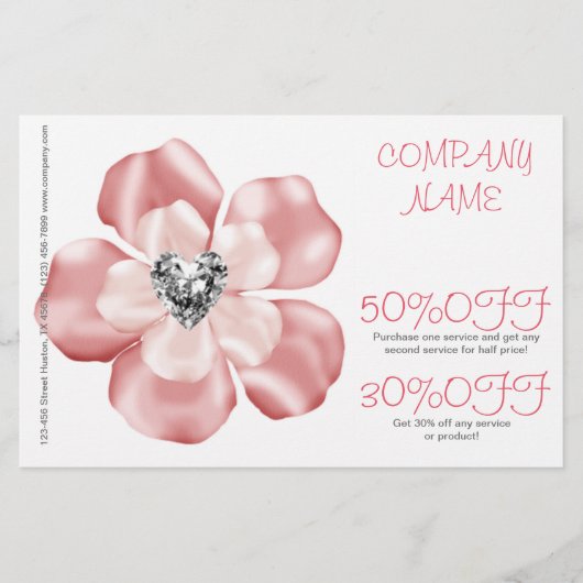 ピンクの花のデイケアアートダンス教師保育 チラシ (正面)