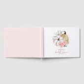 ピンクの花のデザインが施されたパンプキンの秋のブライダルシャワーのゲストブック ゲストブック (全面)