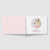 ピンクの花のデザインが施されたパンプキンの秋のブライダルシャワー ゲストブック (全面)