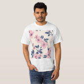 ピンクの花のデザイン Tシャツ (正面フル)