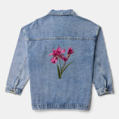 ピンクの花のデニムジャケット デニムジャケット (裏面)