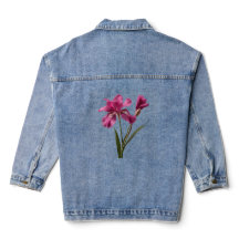 ピンクの花のデニムジャケット