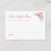 ピンクの花のデートナイトのアイデアと結婚前のお披露目 エンクロージャーカード (正面)