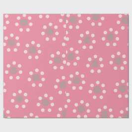 ピンクの花のドットラッピングペーパー ラッピングペーパー