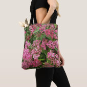 ピンクの花のナチュラル トートバッグ (クローズアップ)