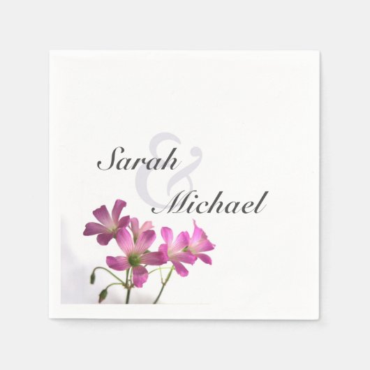 ピンクの花のナプキン スタンダードカクテルナプキン (正面)