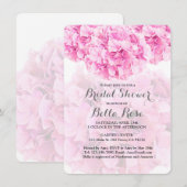 ピンクの花のハイドランジアのブライダルシャワーの招待状 招待状 (正面/裏面)