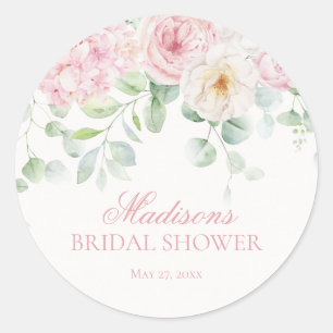 ピンクの花のハイドランジアの結婚式前祝賀会の招待状のシール ラウンドシール