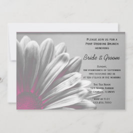 ピンクの花のハイライト付き結婚式後ブランチ 招待状
