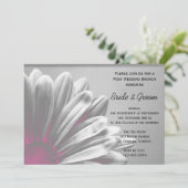 ピンクの花のハイライト付き結婚式後ブランチ 招待状 (スタンド正面)