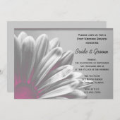 ピンクの花のハイライト付き結婚式後ブランチ 招待状 (正面/裏面)