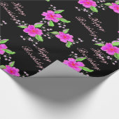 ピンクの花のハッピーバースデー ラッピングペーパー (角)
