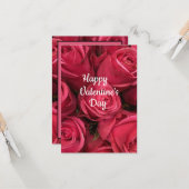 ピンクの花のハッピー バレンタイン デーのカード カード (正面/裏面インサイチュ)
