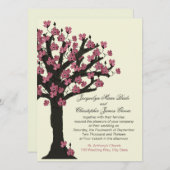 ピンクの花のハナミズキ結婚の木 招待状 (正面/裏面)