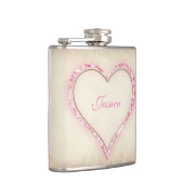 ピンクの花のハートの新婦付添人のギフト フラスク (右)