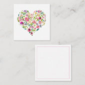 ピンクの花のハートの水彩画 ラブ ママ バレンタイン ノートカード (正面/裏面)