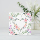 ピンクの花のハートカード (スタンド正面)