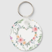 ピンクの花のハート キーホルダー (正面)
