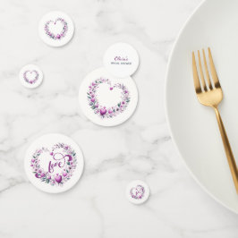 ピンクの花のハート ブライダルシャワー コンフェッティ