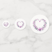 ピンクの花のハート ブライダルシャワー コンフェッティ (正面)