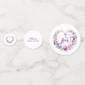 ピンクの花のハート ブライダルシャワー コンフェッティ (裏面)