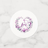 ピンクの花のハート ブライダルシャワー コンフェッティ (スモール正面)