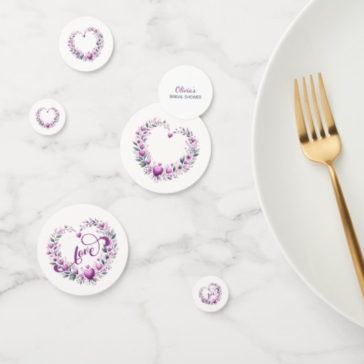 ピンクの花のハート ブライダルシャワー コンフェッティ (グループ)