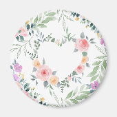 ピンクの花のハート マグネット (正面)