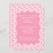 ピンクの花のバット・ミツバ【女子成人儀礼】 招待状 (正面/裏面)